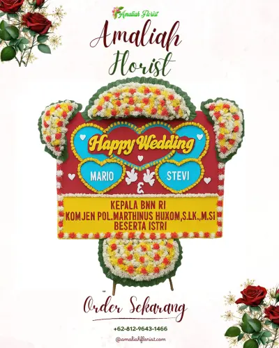 Karangan Papan Bunga Pernikahan di Lololawa